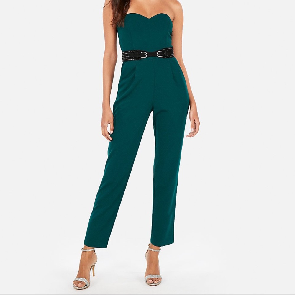 EXPRESS Strapless Green Jumpsuit